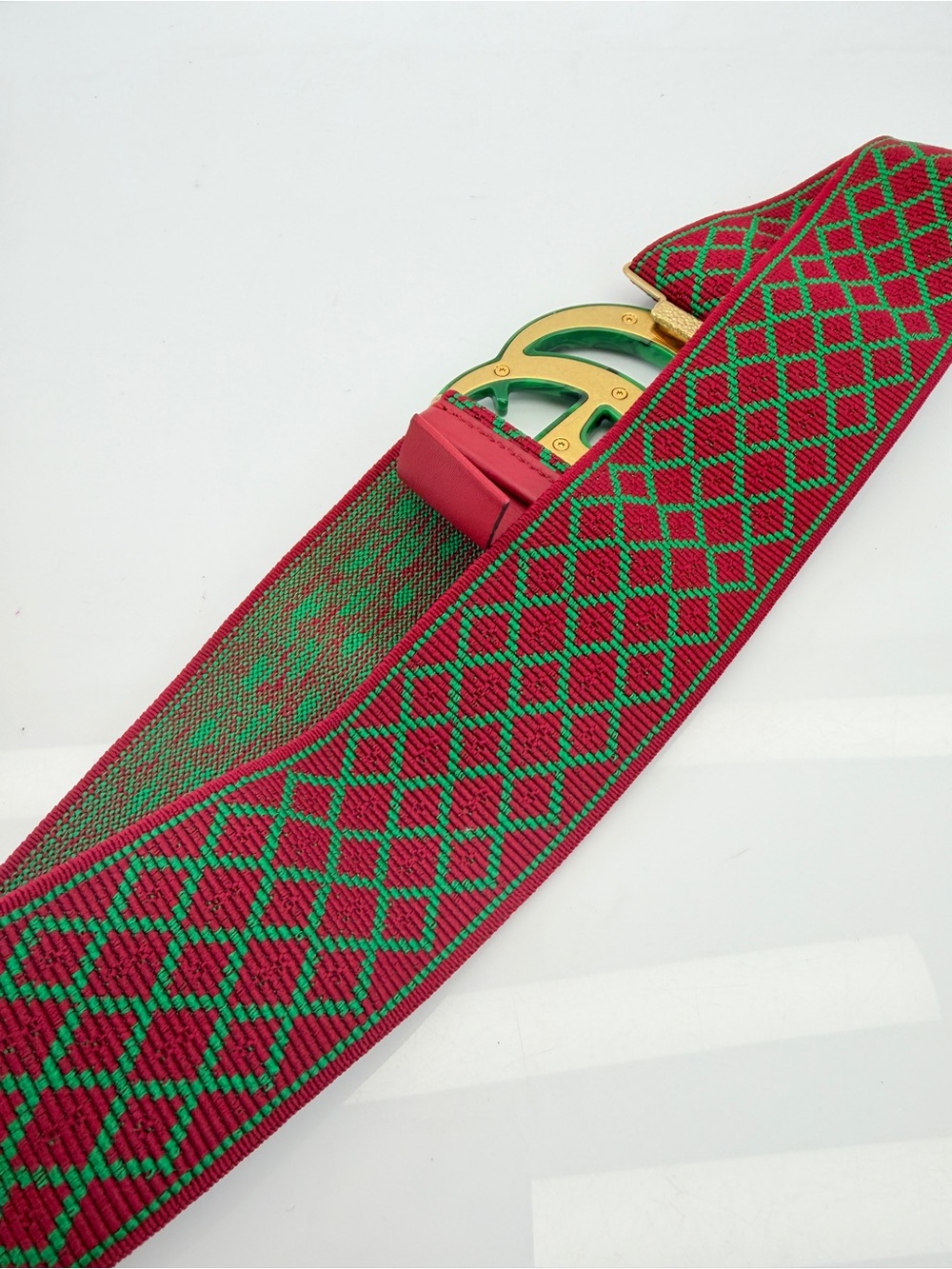 Gucci Diamanté Elastic Plexiglass Logo Buckle Wide Waist Belt 80/32 - Picture 5 of 10